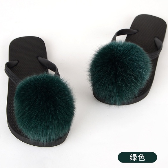 Pom Pom real fur flip flops - Sizes 8-12 Women’s different colours avail… - Picture 8 of 14